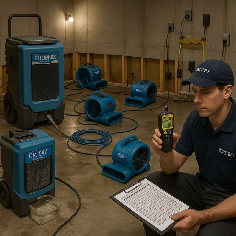 Structural Drying and Dehumidification process in North College Hill, OH